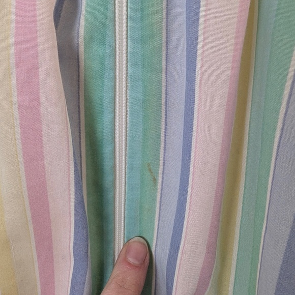 90's Striped Duster Pastel Wide Angel Sleeve Midi Zipper Front V-Neck 3/4 Maxi - Picture 4 of 12
